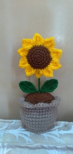 Tournesol artificiel durable au crochet dans un pot Décoration écologique pour la maison et le bureau pour Diwali - Product Image 3