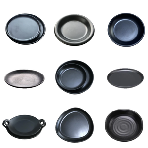 Vaisselle de service en mélamine noire de luxe sur mesure en gros, style campagnard, assiette incassable, bol pour <span class=keywords><strong>restaurant</strong></span> et hôtel, ensemble KINGWELL - Product Image 3