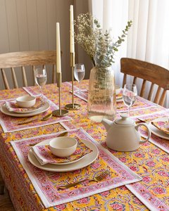 Nappe en coton imprimé en blocs Design floral vibrant Sanganeri - Product Image 4