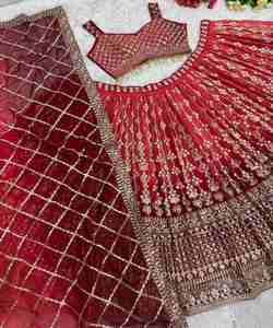 Travail de broderie le plus attrayant georgette tissu lehenga choli avec dupatta vêtements de mariage pour les femmes le plus bas prix vêtements ethniques - Product Image 4