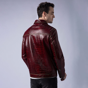 Veste en cuir de vachette authentique au design unique pour hommes Veste en cuir souple confortable avec broderie et design personnalisé pour hommes - Product Image 4