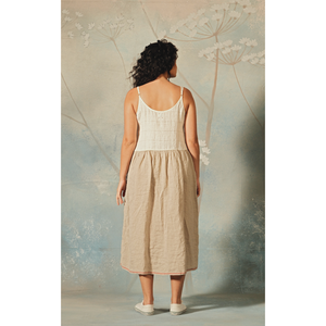 AGNEYA Elegent Floor-Length Slip Dress Ivory/Taupe Breathable Natural Waistline Custom Logo ODM Supply XS Size for Day Club - Product Image 4