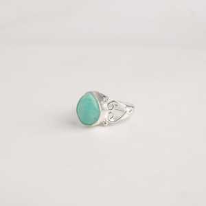 Amazonite Oval Cut Heart <b>Ring</b> 925 Sterling Silver IGI Certified 1.40 Carat Gemstone Handmade Elegant Gift for Women - Product Image 2