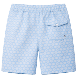 Shorts de Baño Reciclados para Hombre, Color Azul Claro con Estampado de Coral, Secado Rápido, con Cintura Elástica, Cordón y Bolsillos - Product Image 2