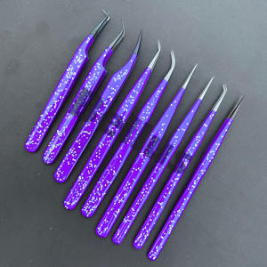Hot Model Glittery Long Lash Tweezers <b>Smooth</b> Handle Volume and Isolation <b>Tools</b> Sustainable Steel Eyelash Tweezers for Wholesale - Product Image 2