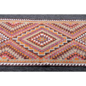 พรมขนาด 2.9x10.7 ฟุต, พรมตุรกีโบราณขนาดเล็ก, พรมขนแกะเฮอร์กีสีรุ้ง - Product Image 4