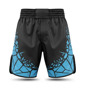 Shorts de MMA à motif brisé en gros |   Vêtements de sport noir et bleu - Product Image 1