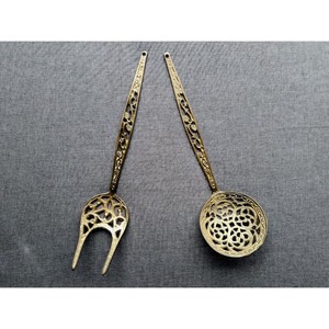 Luxueux serveur de salade en laiton ustensiles de service en laiton décor de cuisine en laiton serveur de salade ustensiles de cuisine - Product Image 1