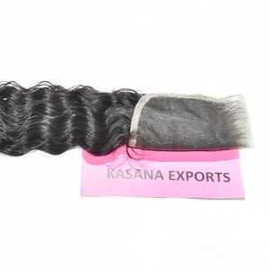 Extensions de cheveux humains naturels indiens non traités, couleur noire, vague profonde, 100% cuticules alignées, fermeture HD 5*5, vente en gros - Product Image 2