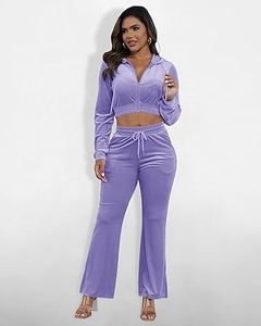 Custom <b>Velour</b> Jogging Purple Color Cropped Top Yoga Wears <b>Velour</b> <b>Tracksuits</b> Breathable Outerwear Winter Warm Girls Velvet Suits - Product Image 3