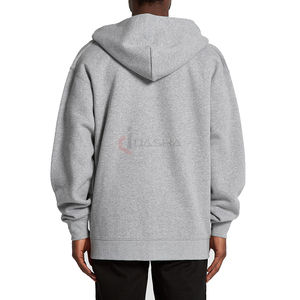 Sudadera con capucha extragrande de algodón 100% para hombre, logotipo personalizado, peso pesado 450-600 Gsm, tela de rizo, hombro caído, cremallera, con capucha gruesa - Product Image 4