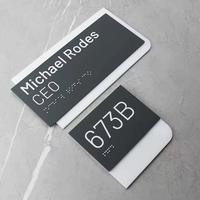 Plaque de porte personnalisée moderne en braille, lettres en relief 3D, plaque de numéro de maison en acrylique pour hôtel, école et bureau