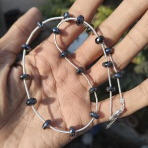 Collar de Plata de Ley 925 con Cuentas Redondas Lisas de Ónix Negro Clásico de 8 mm, Collar Elegante, Regalo de Boda para Mujer - Product Image 3