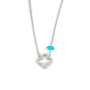 Collier en argent sterling 925 avec pendentif œil porte-bonheur et marguerite, orné d'une pierre blanche, idéal pour les occasions spéciales - Product Image 2