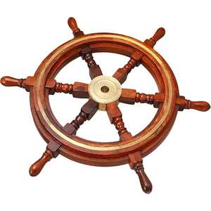 Venta caliente objeto de rueda de barco de madera buena calidad accesorios náuticos al por mayor rueda de barco elegante para decoración hogar y oficina - Product Image 5