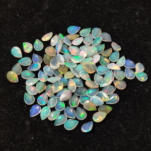 Ópalo etíope Natural de pera de 7x5mm, Ópalo etíope auténtico de corte de pera, Gema de ópalo completa de fuego de alta calidad para joyería - Product Image 4