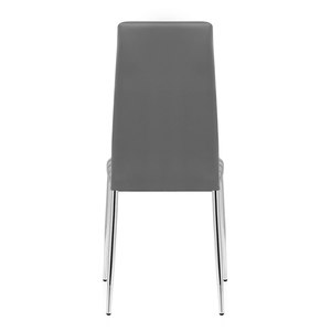 Silla de comedor de piel sintética <span class=keywords><strong>gris</strong></span> <span class=keywords><strong>oscuro</strong></span> simple y barata moderna con patas de metal cromado - Product Image 3