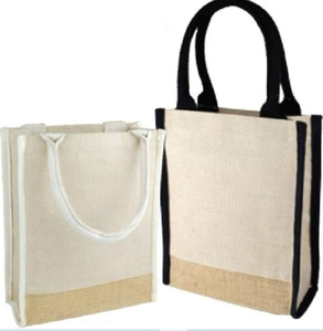 Sac fourre-tout personnalisé en toile de jute et coton avec nouveau logo, motif et lettres promotionnels sur mesure - Product Image 1