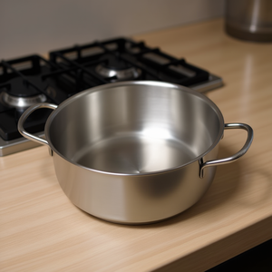 Cacerola de Acero Inoxidable (28 cm) con Base Incluida, Cromado Pulido 155 28, de Metasomma, con Acabado Duradero y Elegante - Product Image 3