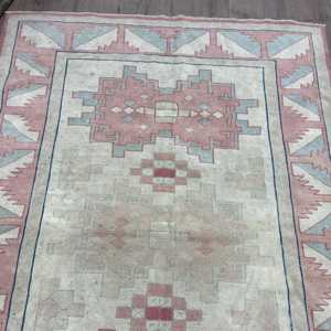 พรมวินเทจขนาด 5.4x7.8 ฟุต, พรมตุรกี, พรมขนสัตว์เปอร์เซียสีแดง - Product Image 4