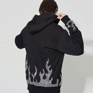 Sudadera con capucha Vintage de gran tamaño con estampado personalizado de alta calidad, ropa de calle, diamantes de imitación ostentosos, peso pesado, algodón polar de 500GSM - Product Image 3