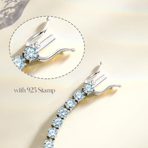 สร้อยข้อมือเทนนิสเงินแท้ 925 ประดับพลอยบลูโทแพซทรงเจ้าหญิง งานแฮนด์เมด เครื่องประดับสำหรับผู้หญิง - Product Image 4