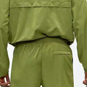 Nueva llegada otoño satén rompevientos chándal corto conjunto de dos piezas chaquetas con cremallera pantalones cortos a prueba de viento ropa de calle de secado rápido para hombres - Product Image 3