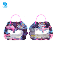 Sac d'emballage personnalisé pour bonbons et jouets, thermoscellable, forme irrégulière, pochette découpée avec poignée en plastique pour marque privée