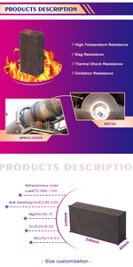 Briques réfractaires denses en <span class=keywords><strong>magnésie</strong></span> chromée à liaison directe pour revêtement anti-usure des cuves <span class=keywords><strong>de</strong></span> mélange <span class=keywords><strong>de</strong></span> métaux, résistantes aux chocs thermiques - Product Image 2