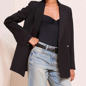 Manteau long en laine élégant pour femme, fabriqué en usine, écologique et chaud, avec ceinture, coupe-vent, idéal pour l'automne/hiver - Product Image 3