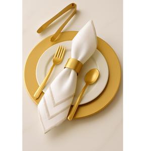 Stylish Gold Metal Charger Plate Round Shape with Free Napkin Ring for <b>Table</b> Decor and Kitchen Enhancement - Product Image 1