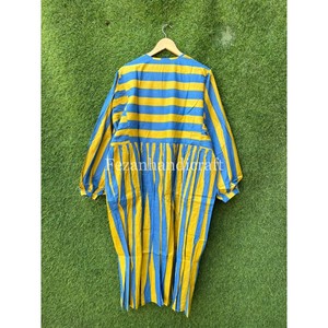 Wholesale Lot Cotton Blue Green Stripe Print Maxi Style Dress Midi Length <b>Wrap</b> Beach Dress Boho Hippie for Daily Use - Product Image 5