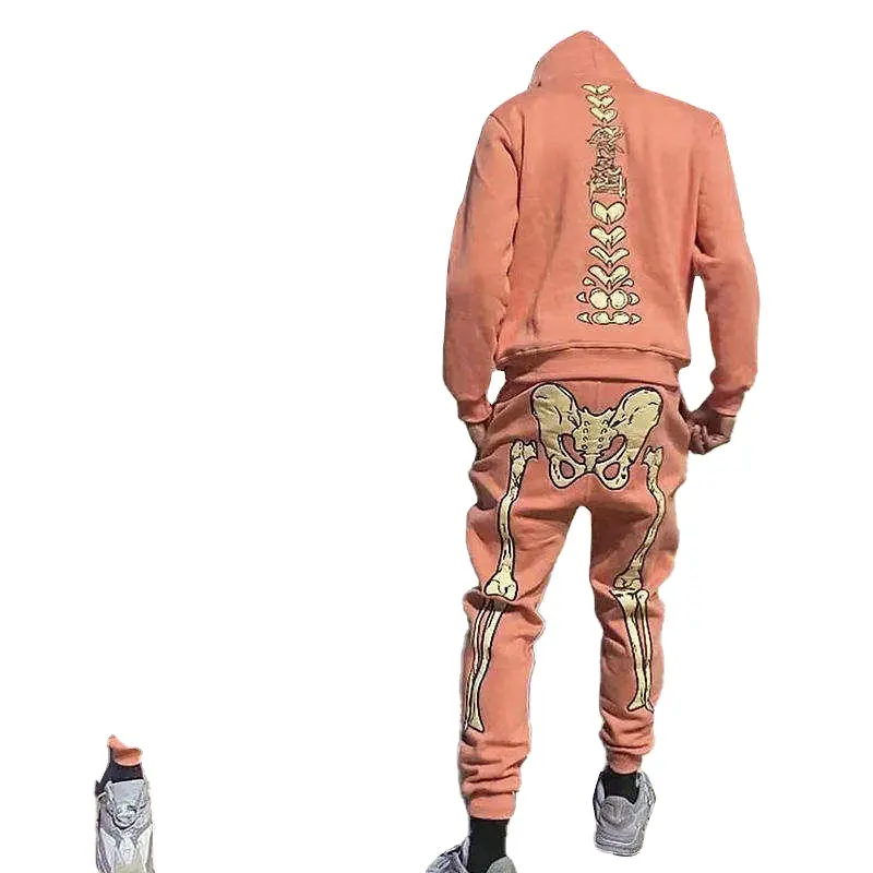 Sıcak satış özel puf baskı erkek eşofman özel 3D puf baskı eşofman fransız terry ham hem kapşonlu eşofman altları streetwear
