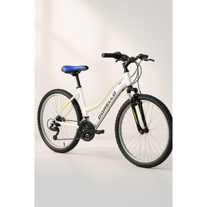 Vélo de ville Dorello modèle 2440 blanc, jante en titane 24 pouces, cadre en acier 6 vitesses, cadre entièrement amorti, pneu 26*2.6 pouces - Product Image 1