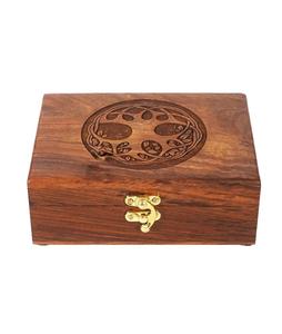 Urna de madera hecha a mano de palisandro Árbol de la vida grabado joyero tallado a mano para mujeres-hombres joya | Acentos de decoración del hogar - Product Image 5