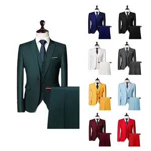 Costume classique solide pour homme, 3 pièces, un bouton, Blazer grande taille pour homme, costume d'affaires personnalisé pour homme