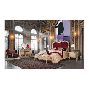 Marco de cama de madera maciza de época victoriana tallado a mano con mechones tapizados en acabado champán - Product Image 6