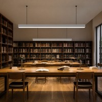 Lampe suspendue linéaire LED en aluminium de 1200 mm pour zone de lecture de bibliothèque, 6000K, blanc doux, dimmable, éclairage de plafond