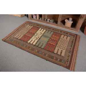 Alfombra tradicional de retazos marrón Beige de 3,9x6 pies Vintage lana turca Faux Rabbit Fur látex sala de estar pasillo decoraciones - Product Image 3