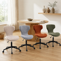 Chaise de bureau en tissu sans accoudoirs, pivotante et gain de place, avec hauteur réglable pour bureau à domicile et salle à manger
