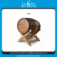 Excellent Baril à Tequila Artisanal La Casa Del Barril de 50 Litres en Bois de Pin, Finition Laquée Noire, pour Vin, Bière et Liquides, Décoratif