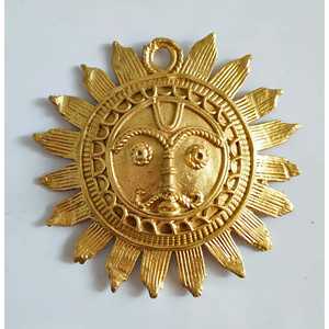 Fait à la main Dhokra Dokra Medium Sun Suraj Artwork Accent mural inspiré du soleil pour la décoration intérieure et le design d'intérieur - Product Image 1