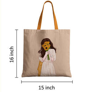 Sac fourre-tout en toile couleur unie Shy Girl avec fermeture éclair et doublure en coton portable pour l'été, l'automne, l'hiver et le printemps - Product Image 6