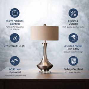 Lampe de bureau LED moderne et robuste, corps en fer décoratif contemporain, alimentation CA, blanc chaud, intensité réglable, protection des yeux, garantie 5 ans - Product Image 6