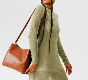 Sac fourre-tout en cuir véritable pour femme, sac à bandoulière minimaliste, ouverture supérieure, couleur unie, usage quotidien, toutes saisons - Product Image 4