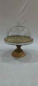 Support à gâteau en bois avec base rectangulaire transparente, forme rectangulaire, charme des délices, outils pour fruits, design gravé, résistant au four, noble - Product Image 5