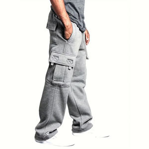 Pantalones sueltos informales de algodón 100% de alta calidad para hombre, ropa de calle de gran tamaño con diseño Cargo con múltiples bolsillos - Product Image 1