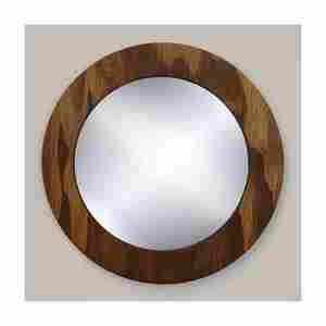 Hecho a mano en la India Logotipo personalizado Espejo de marco de madera redondo Artículo decorativo de pared de alta calidad Fabricante y exportador directo - Product Image 1