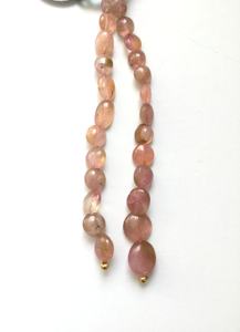 ลูกปัดทัวร์มาลีนสีชมพูอ่อนธรรมชาติ ขัดเรียบ 2 เส้น สำหรับทำเครื่องประดับอัญมณี - Product Image 4