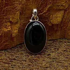 Bohemian Boho Style Black <b>Onyx</b> Cabochon Pendant 925 Solid Silver <b>Necklace</b> Artisan Crafted Perfect Gift for Women and Children - Product Image 3